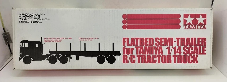 Semirimorchio pianale Tamiya 56306 1/14 elettrico RC Big Truck serie n.06... - Immagine 1 di 4