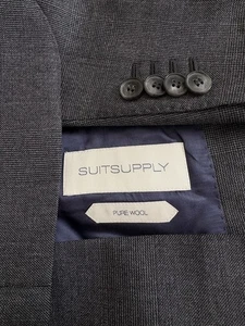 SuitSupply Lazio Jacket US Size 38S Gray Check Single Breasted Mens Wool Blazer - Picture 1 of 11
