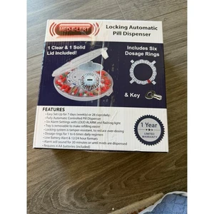 MED-E-LERT abschließbarer automatischer Pillenspender mit 6 Dosierringen und Schlüssel Neu - Bild 1 von 6