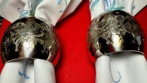 Pair of Vintage European .800 Silver Napkin Rings 2.8 oz - 79 grams MOL unmarked - Picture 1 of 7