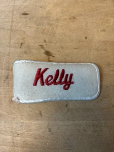 Vtg 70s KELLY Sew On Embroidered Clothing Jacket Uniform Name Patch RED & WHITE - Picture 1 of 3