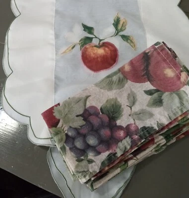 Fruit Linens Appliqued Table Runner & Napkins - Image 1 of 4