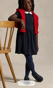 Polo Ralph Lauren Big Girls Collared Crepe Dress Navy Large (12-14) - Picture 1 of 10