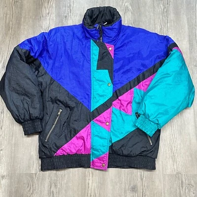 Vintage SKI Brand Color Block Puffer Jacket Winter Puffy Ski Coat Size XL - Image 1 of 4