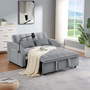 Convertible Comfy Sleeper Sofa 3-in-1 Pull Out Bed Sofa Loveseat Couch - Picture 1 of 8