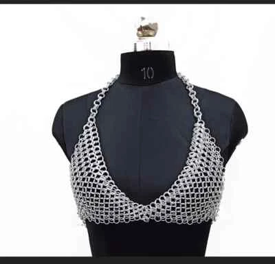 Chainmail Bra for Women's and Girls Aluminum Butted Ring Cosplay Fantasy Costume - Image 1 of 2