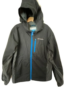 Columbia Boys Jacket Windbreaker Zip Up M 10 12 Water Resistant Black Gray - Picture 1 of 6