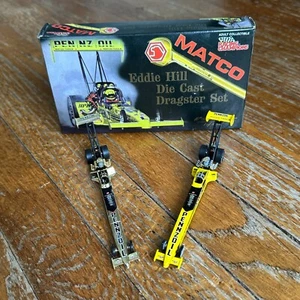 1/64 Racing Champions EDDIE HILL Gold MATCO Pennzoil NHRA 2 Dragster Set + Cards - Picture 1 of 7
