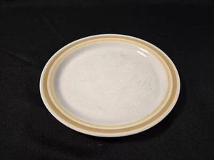 Corelle Almond 8 1/2" Lunch Salad Luncheon Plate With Gold  and Yellow Stripes - Picture 1 of 3