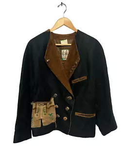 Chaqueta bávara de lino Meindl bordada Alpine Dimdl en Alemania - Imagen 1 de 15