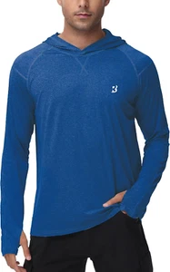 Mens UPF 50+ Fishing Shirts, Long Sleeve UV Sun Hoodie, Hiking Running Swim Athl - Picture 1 of 12