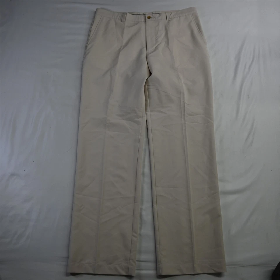 Pantalones de vestir de golf Cutter & Buck 36 x 34 caqui frente plano tecnología recta para hombre Foto 1 de 4