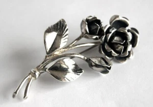 Antique brooch Rose silver 835 jeweler Theodor Klotz TEKA Niměčina Germany Mark - Picture 1 of 8