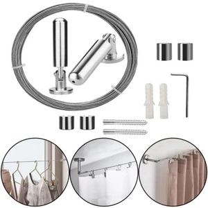 Stainless Steel Clothes Drying Rope Tension Wire Curtain Rod for Shower - Picture 1 of 10