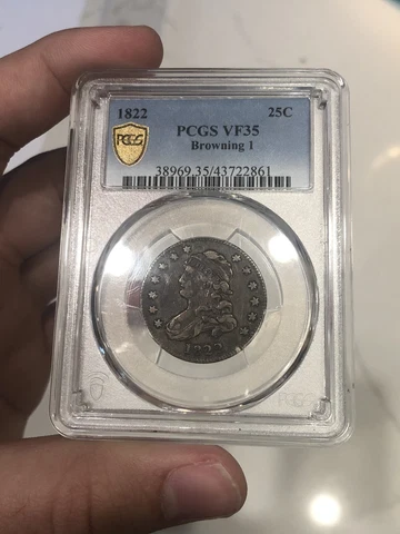 1822 Capped Bust Quarter graded VF35 by PCGS Browning 1 Original Key Date Cover