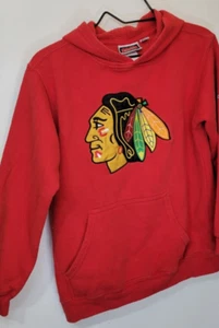 VTG Reebok Face Off Chicago Blackhawks NHL Youth's Medium Red Hoodie Sweatshirt - Picture 1 of 4