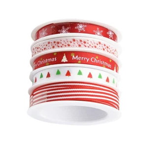 25m 3/8" Grosgrain Satin Ribbon Christmas Bows Gift Wrap Craft Sewing Decor - Picture 1 of 8