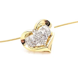 Diamant Herz Verstärker Anhänger 10k Gelbgold 1,25ct Diamant Plättchen Anhänger - Bild 1 von 10