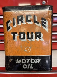 Vintage 2 Gallon Circle Tour Motor Can Deep Valley Oil Co Barberton Ohio - Picture 1 of 6
