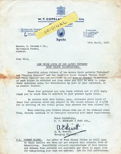 COPELAND 1938 POTTERY SPODE STAFFORDSHIRE STOKE TRENT VINTAGE CERAMICS LETTER - Picture 1 of 1