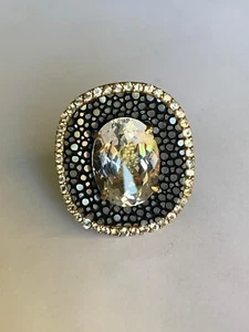 21,54 ct Weißer Topas Ring Größe 8 Schwarzer Stachelrochen 18 K Vermeil 0,925 Sterlingsilber - Bild 1 von 7