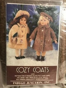 Doll Cozy Coats Kit Pattern & Materials ~For 17"-19" Dolls  Indygo Junction~ NEW - Picture 1 of 6