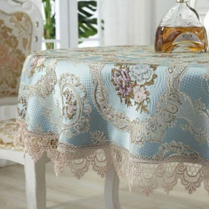 Europäische Spitze Tischdecken Rund Vintage Cutwork Jacquard Blumen Home Tischdecke - Bild 1 von 15