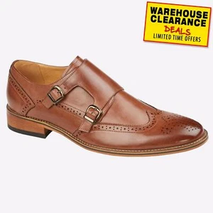 Goor Fullerton Mens Formal Dress Designed Brogue Monk Shoes Brown