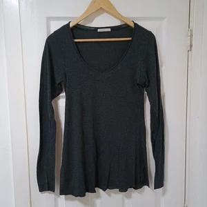 Fresh Sundry Women's Grey Sheer Long Sleeve V-Neck Top Size Small - Picture 1 of 16
