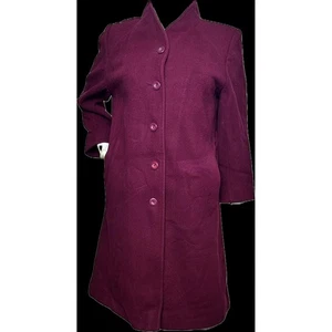 Forecaster of Boston Womens Coat Burgundy Wool Overcoat Vintage Sz 8 - Picture 1 of 9