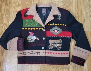 Gordon James Wool Embroidered Western Rodeo Bronco Women’s VTG Jacket SZ MED - Picture 1 of 18