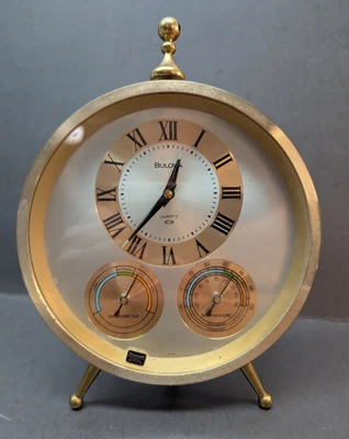 Vintage Bulova x DuPont Tabletop Quartz Weather Clock Barnett Bank Japan Mov - Image 1 of 4
