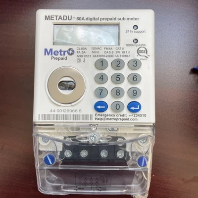 METRO SUB METERS F 60A, 50Hz, 120V A single phase encryption enabled prepayment - Image 1 of 4