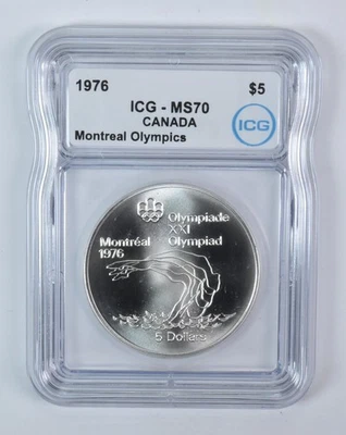1976 Canada 5 Dollars Silver Montreal Olympics Platform Diving MS70 ICG - Image 1 of 4