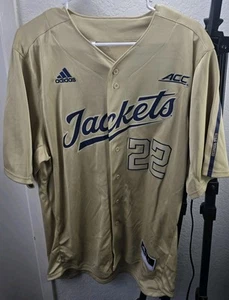Adidas Jackets Georgia Tech Baseball Gold Jersey #22 - Picture 1 of 9