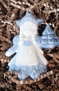 Vintage Porzellan Delfter Blau Holländischer Engel Christbaumschmuck Holland 3" - Bild 1 von 2