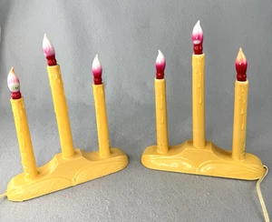 Set of 2 Vintage Noma Christmas Electric Plastic Candle Holders 3 Flame Bulbs ea - Picture 1 of 9
