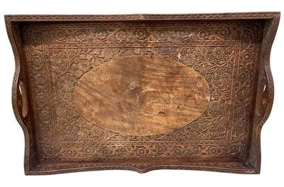 Antikes anglo-indisches geschnitztes Teetablett - Bild 1 von 4