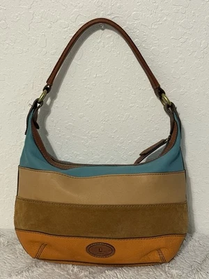 Bolso de Mano Fossil Tate Hobo Bohemio Rayas Cuero de Vaca Genuino Tonos Tierra Foto 1 de 4