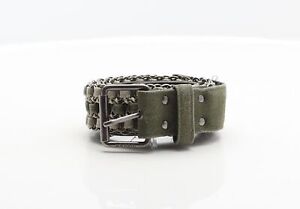 Bench Womens Green Solid 100% Cotton Fashion Belt One Size - Chain links detail