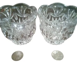 2 Pressed Glass Votive CANDLE HOLDERS Scallop Edges.    EUC  - Picture 1 of 5
