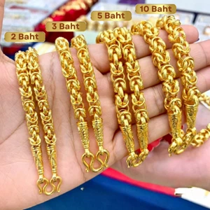 Necklace Chain Gold Plated 24k 23k GP Jewelry Yellow Gift 2,3,5,10 Baht 26 inch - Picture 1 of 11