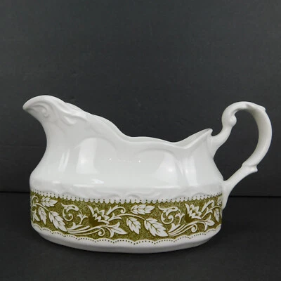 De Colección J & G Meakin Verde Floral Esterlina Colonial Inglés Ironstone Gravy Boat Usado en Excelente Condición Foto 1 de 4