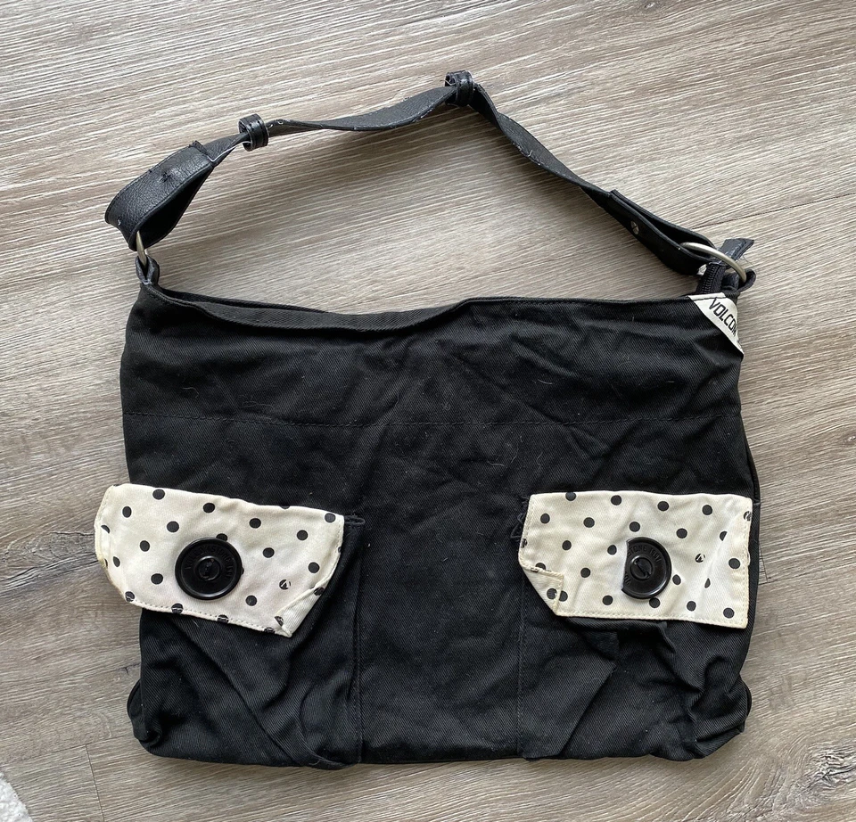 Volcom Handtasche schwarz weiß Punkte gepunktet Skater - Bild 1 von 3