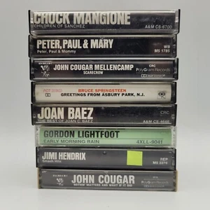 Cassette Tape Lot of 8 Classic Rock Folk Springsteen Hendrix Mangione Cougar - Picture 1 of 3
