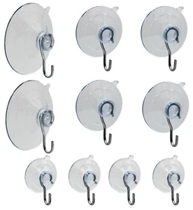 Suction Cup Hooks Combo Pack, 10 Pack, Powerful Window Hanging Suction Cups - Picture 1 of 6