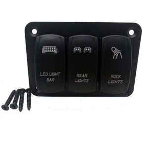 3 Gang Toggle Rocker Switch Panel Blue LED Light For Car Marine Boat Waterproof - Picture 1 of 10