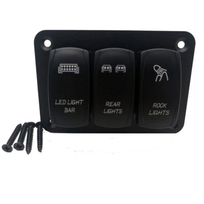 3 Gang Toggle Rocker Switch Panel Blue LED Light For Car Marine Boat Waterproof - Image 1 of 4
