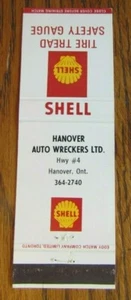 HANOVER SHELL GAS STATION MATCHBOOK MATCHCOVER: HANOVER, ONTARIO -E20 - Picture 1 of 2