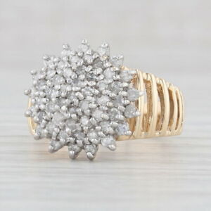 0.70ctw Diamond Cluster Ring 10k Yellow Gold Size 6.75 Cocktail